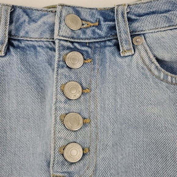 Free People We The Free Button Fly Denim Distressed Mini Skirt Si… - Picture 4 of 14